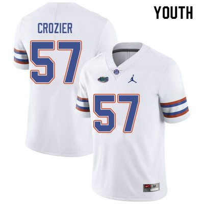 Youth Florida Gators #57 Coleman Crozier NCAA Jordan Brand White Authentic Stitched College Football Jersey WUD1562UC